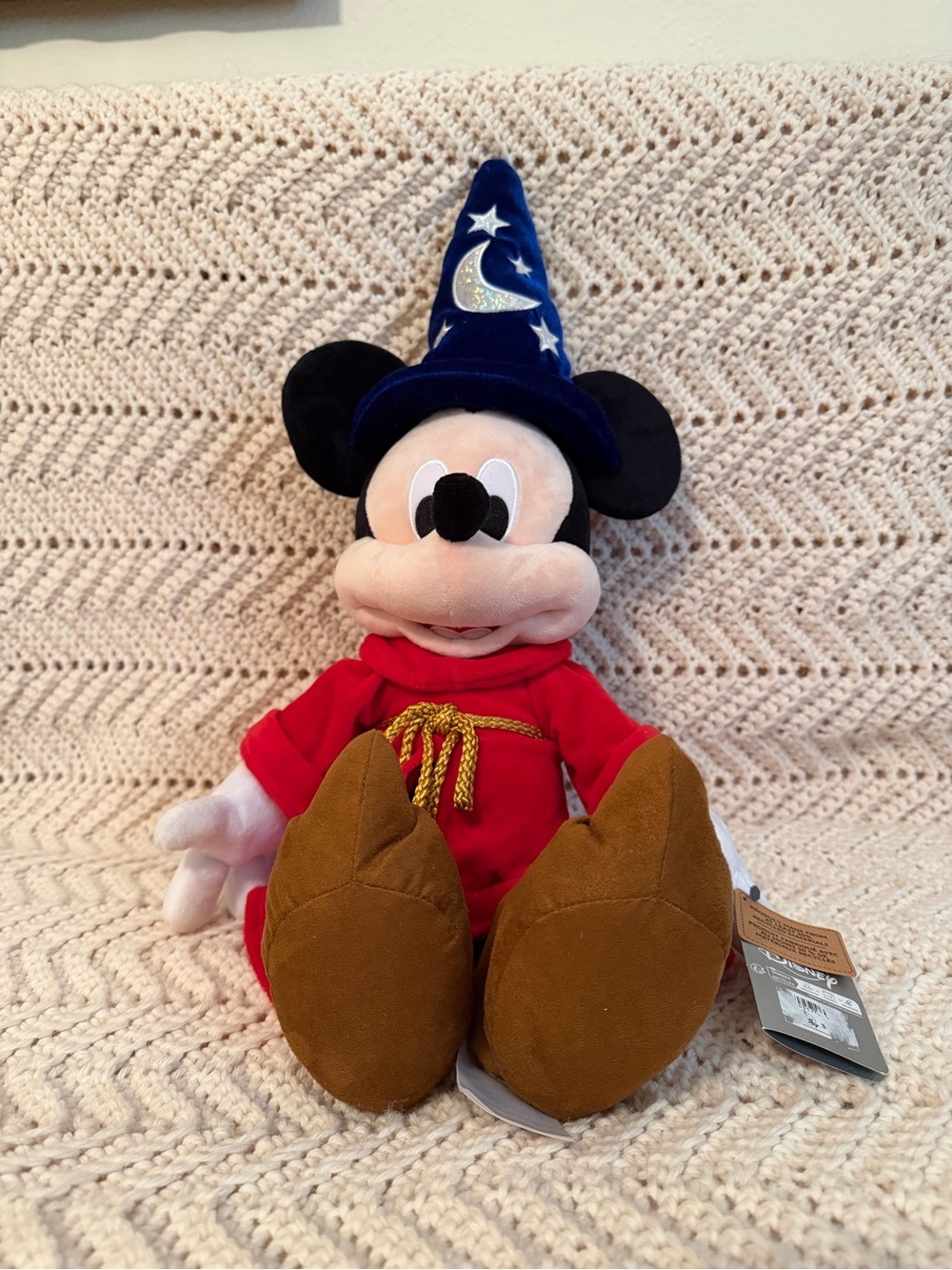 Disney Sorcerer Mickey Plush with Red Robe & Blue Velvet Hat
